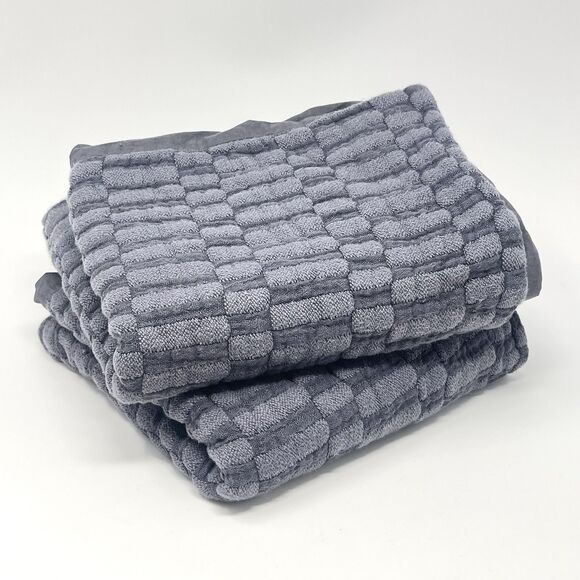Brooklinen Slate Gray Woven Checkerboard King Pillow Shams Linen Cotton Set Of 2 - Picture 1 of 4